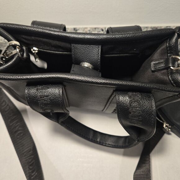 Madden NYC Black Satchel Top Handle Bag with Detachable Strap & Coin Purse - Picture 4 of 9